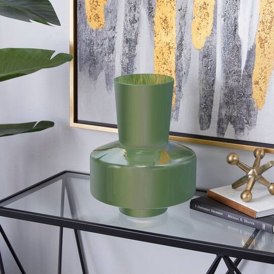 12" Jade Green Magician's Hat Modern Glass Vase